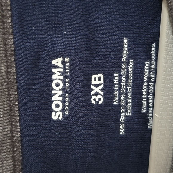 SONOMA BRAND MEN'S BIG AND TALL SOFT CREWNECK BLUE AND GRAY SHIRT SIZE 3XB - Picture 13 of 13